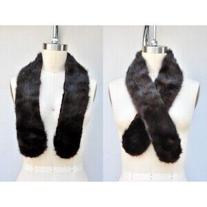 Vintage Dark Brown Mink Collar  Mid Century Fur Collar - Clasp Attachments